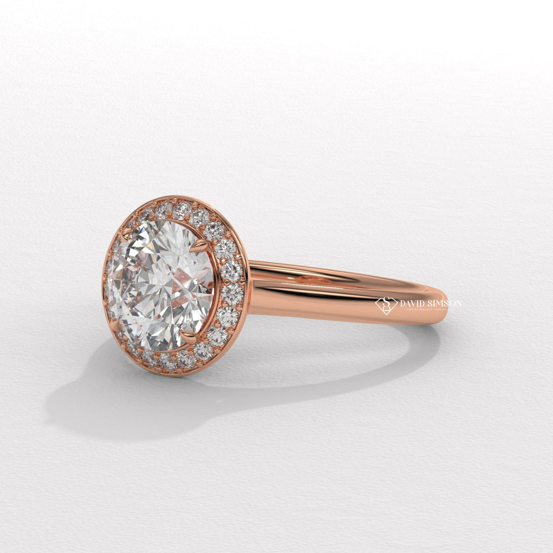 1.0CT-2.0CT Round Cut Moissanite Channel Halo Diamond Solitaire Engagement Ring