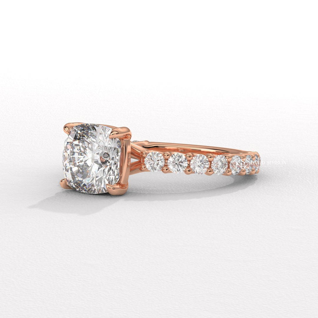 1.50CT-2.50CT Cushion Moissanite Diamond Pave Engagement Ring