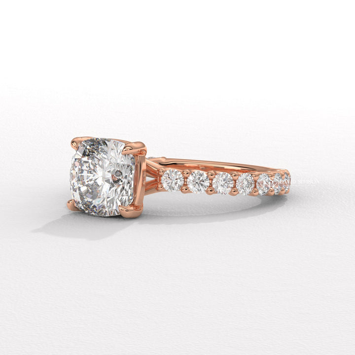 1.50CT-2.50CT Cushion Moissanite Diamond Pave Engagement Ring