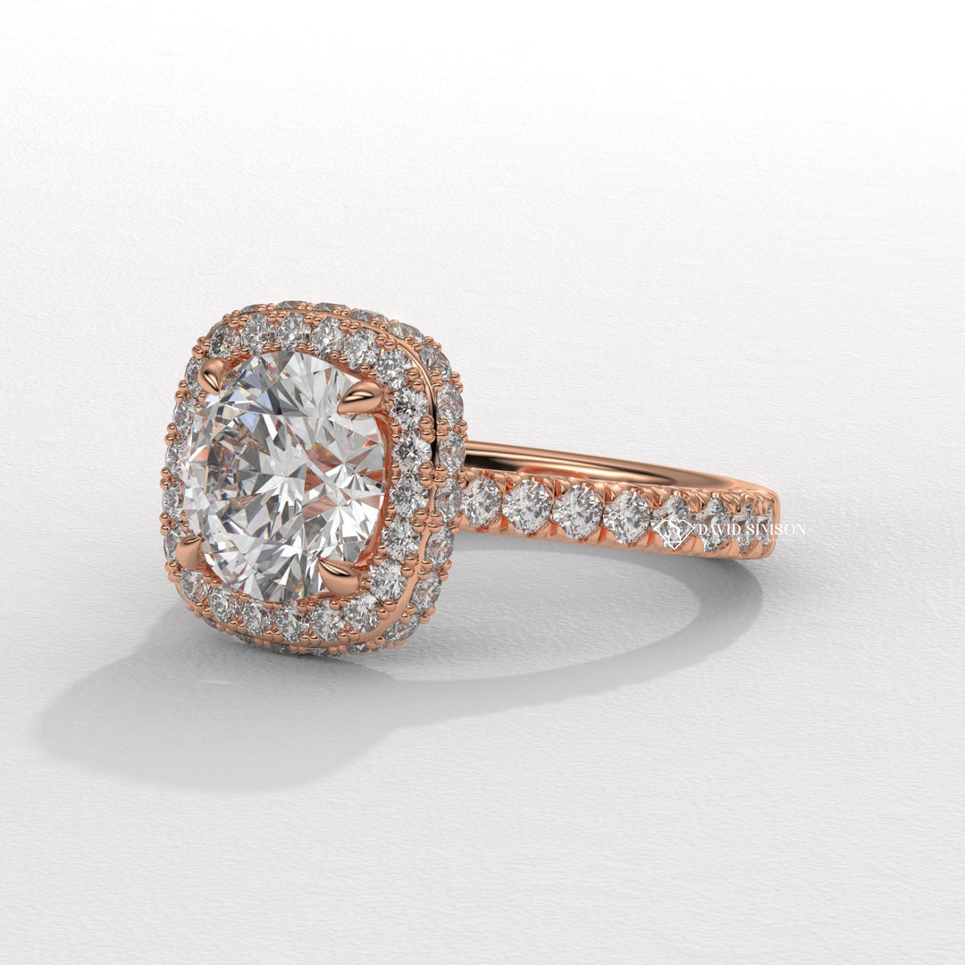 1.0CT-2.0CT Round Cut Moissanite Diamond Double Halo Engagement Ring