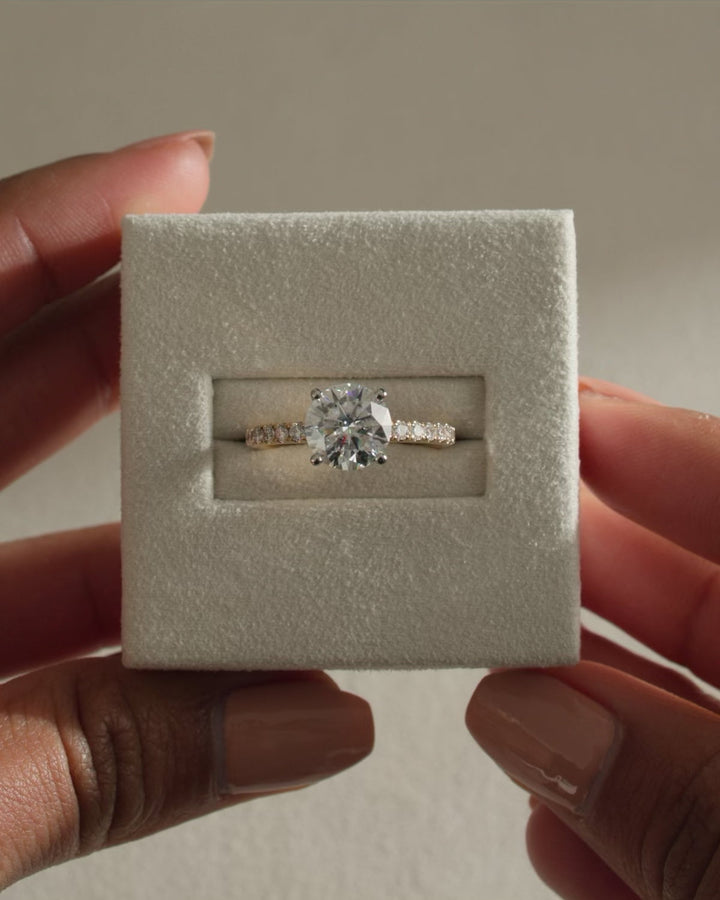 1.80 CT Round Cut Moissanite Hidden Halo &amp; Pave Engagement Ring