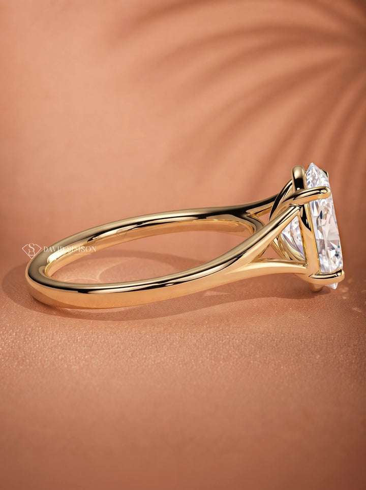 2.0CT-3.0CT Oval Lab Grown Diamond Cathedral Split Shank Engagement Ring