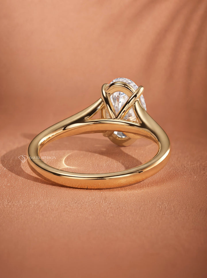 2.0CT-3.0CT Oval Lab Grown Diamond Cathedral Split Shank Engagement Ring