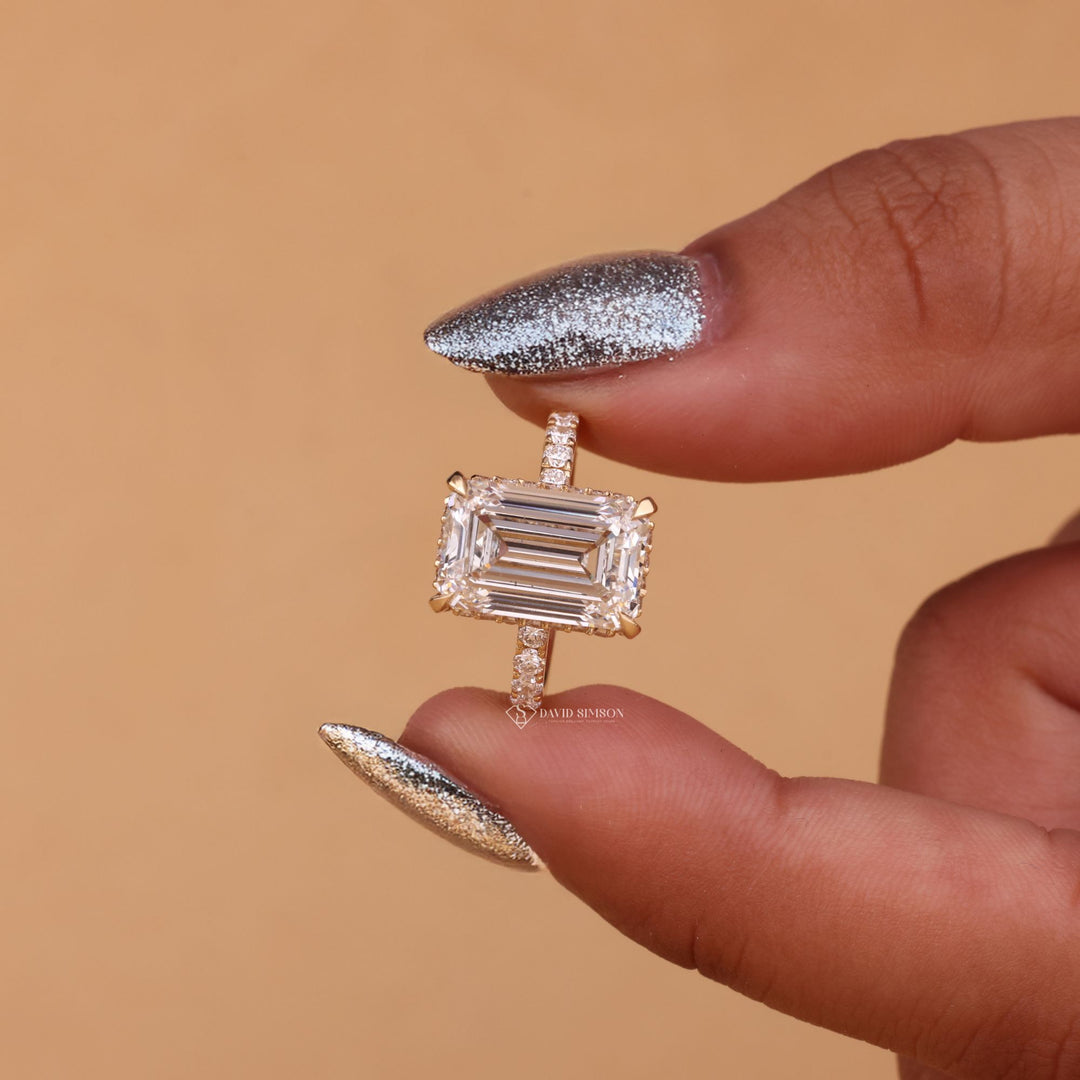 Emerald Cut Hidden Halo
Hidden Halo Pave Ring
Moissanite Pave Ring
