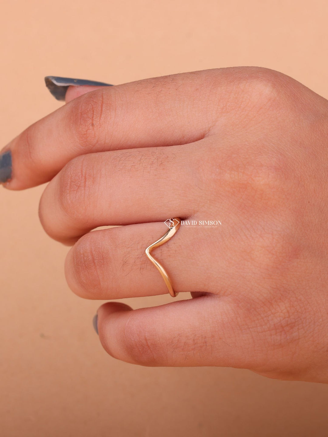 18K Solid Yellow Gold Curved Shape Stacking Wedding Band