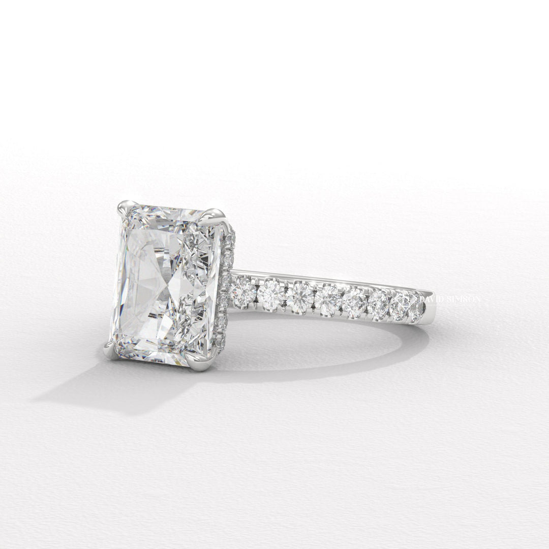 2.50CT-3.50CT Radiant Diamond Hidden Halo & pave Engagement Ring