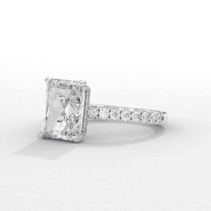 2.50CT-3.50CT Radiant Diamond Hidden Halo & pave Engagement Ring