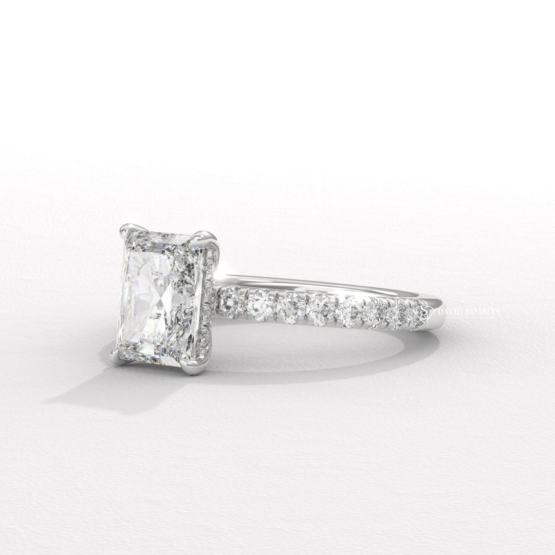 1.50CT-2.50CT Radiant Moissanite Diamond Hidden Halo Pave Engagement Ring