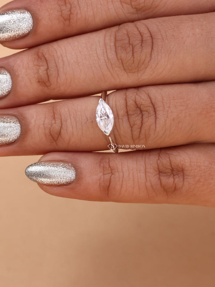 1.50CT-2.50CT East West Marquise Cut Moissanite Diamond Engagement Ring