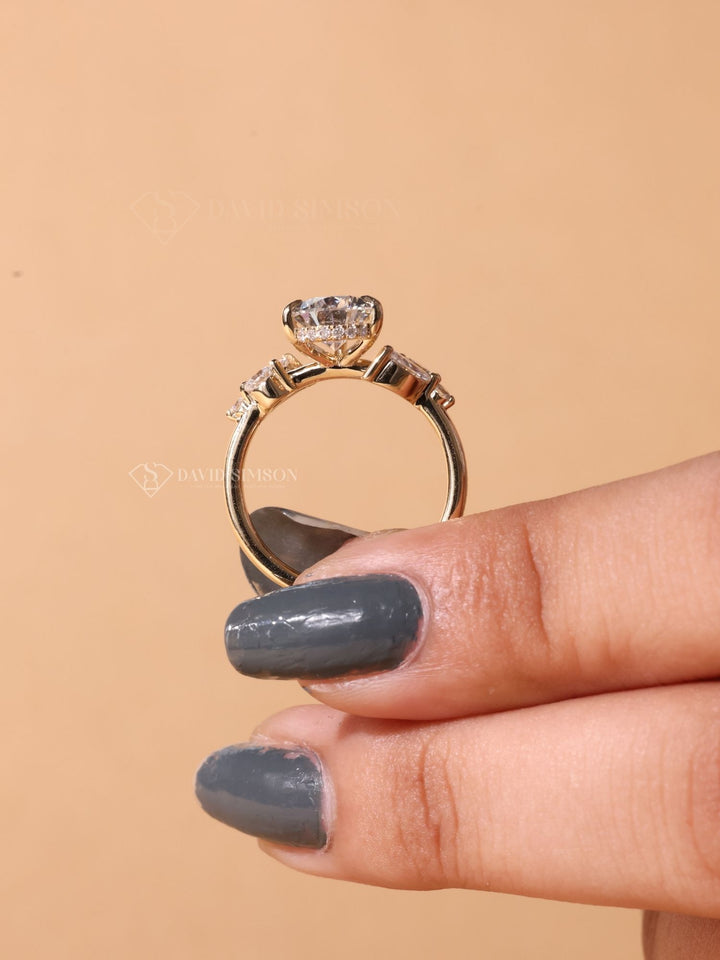 2.50CT-3.50CT Pear Cut Moissanite Diamond Nature Inspired Engagement Ring