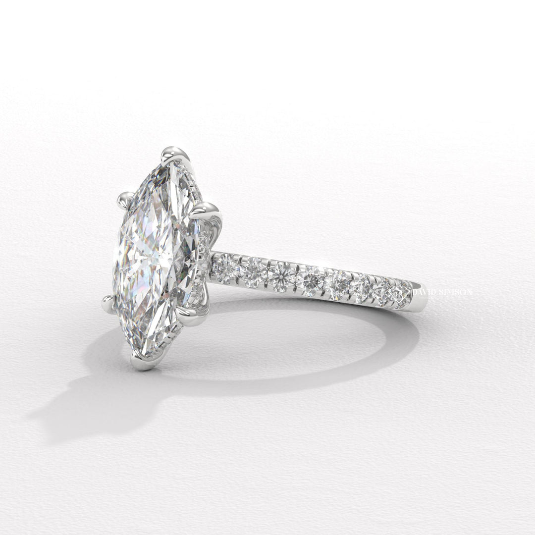 2.0CT-3.0CT Marquise Hidden Halo Moissanite Diamond Engagement Ring