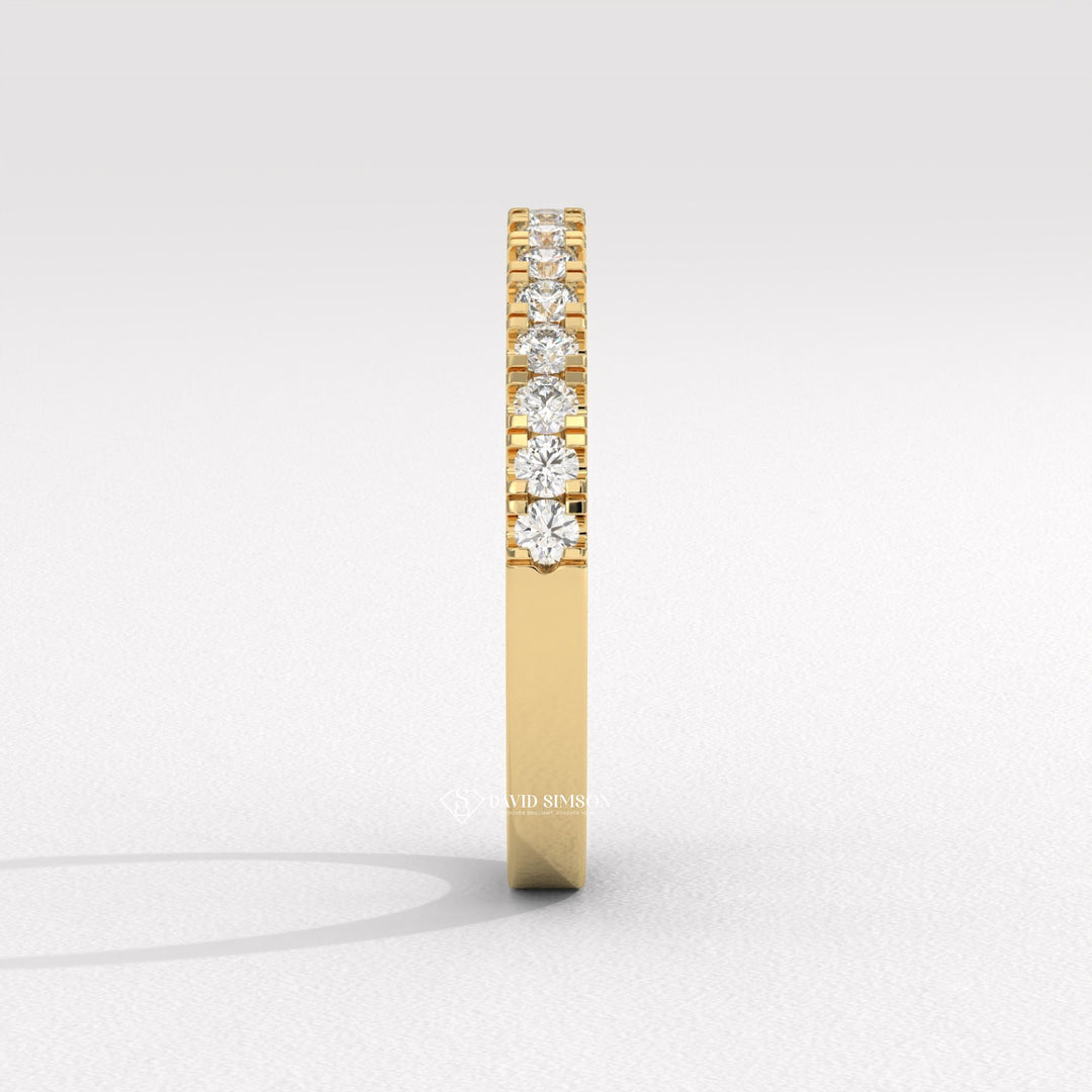 Round Cut Moissanite Diamond Half Eternity Stacking Band
