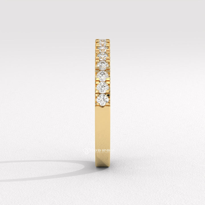 Round Cut Moissanite Diamond Half Eternity Stacking Band