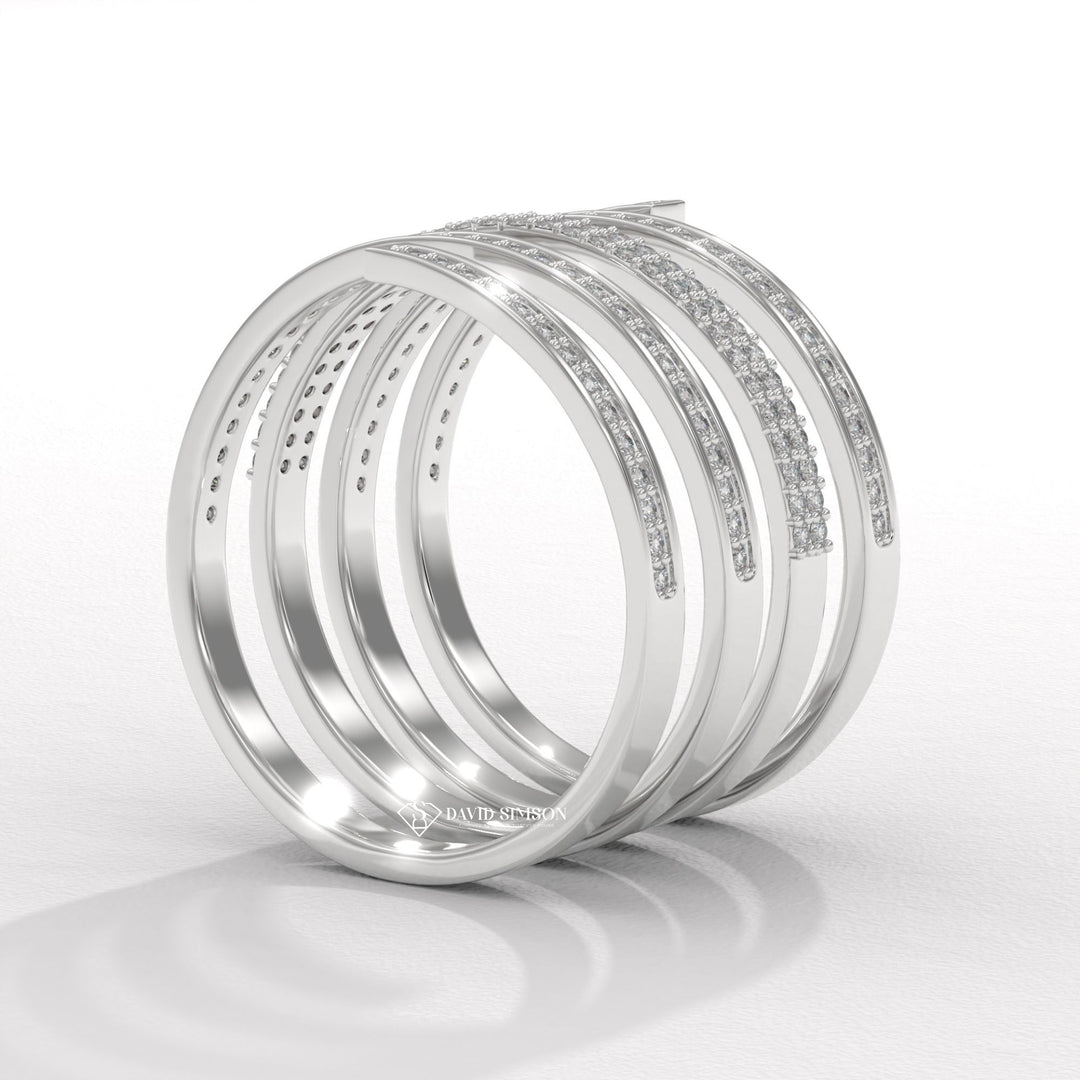 Round Cut Moissanite Diamond Channel Set Spring Wedding Band