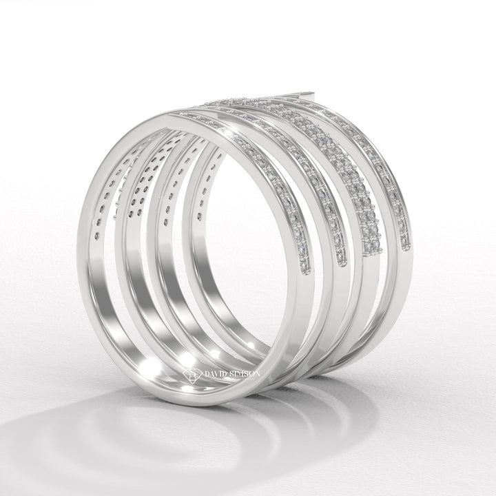 Round Cut Moissanite Diamond Channel Set Spring Wedding Band