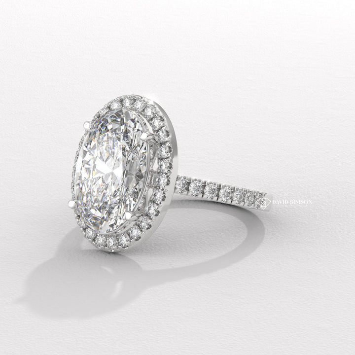 2.0CT-3.0CT Oval Halo Moissanite Diamond Engagement Ring