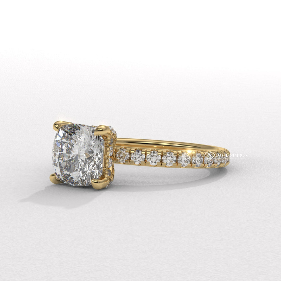 1.50CT-2.50CT Cushion Moissanite Hidden Halo Diomond Engagement Ring