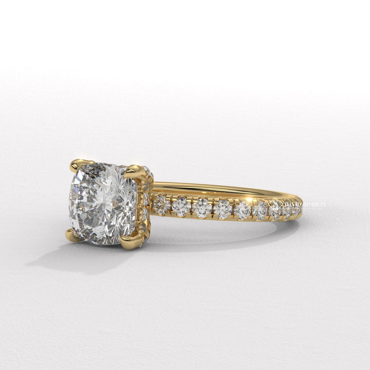 1.50CT-2.50CT Cushion Moissanite Hidden Halo Diomond Engagement Ring