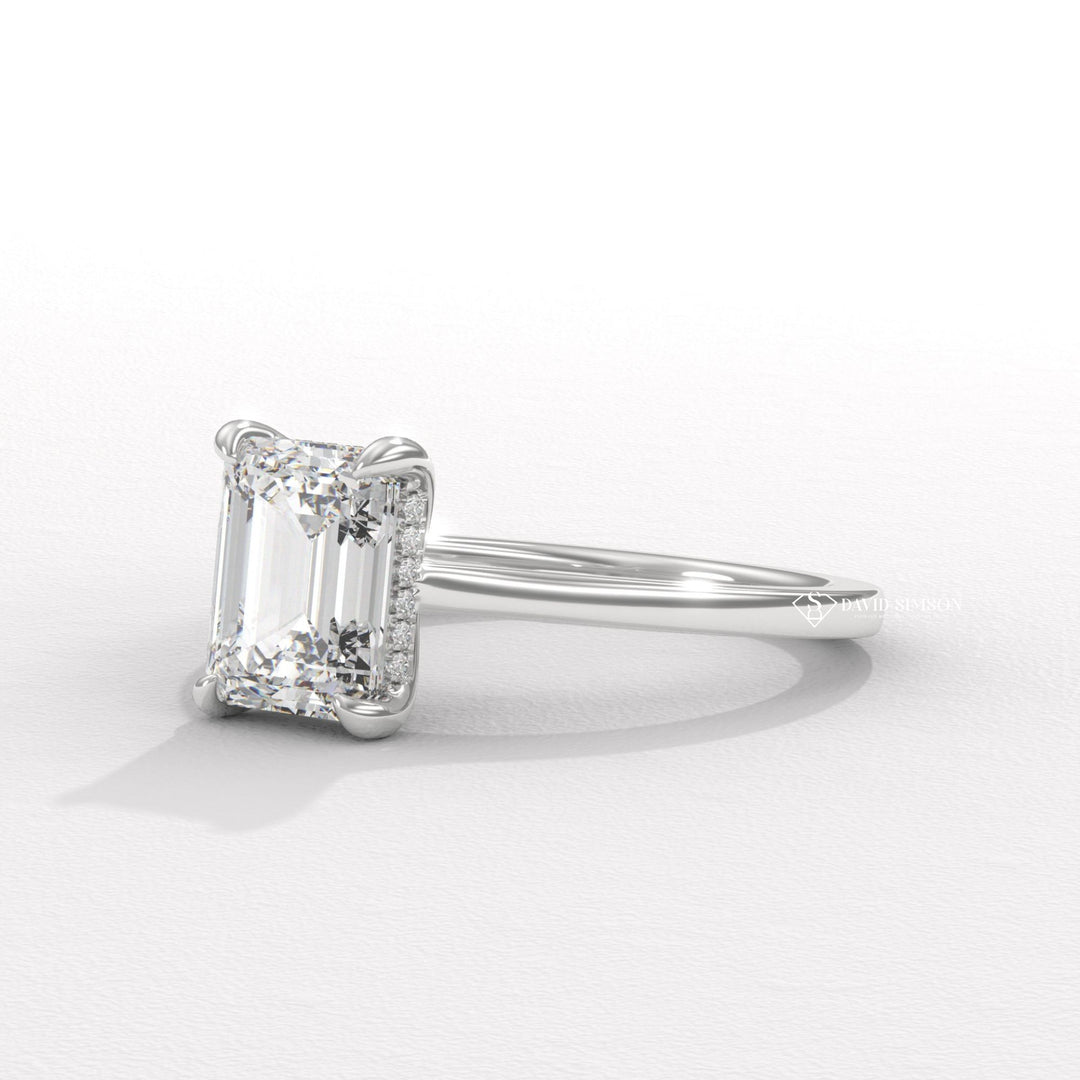 2.0CT-3.0CT Emerald Moissanite Diamond Hidden Halo Engagement Ring