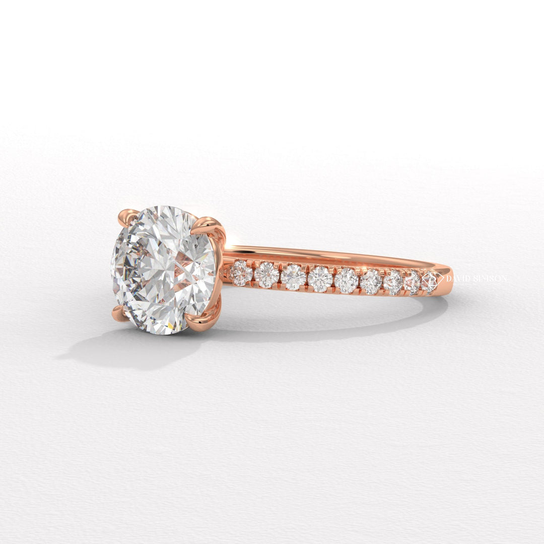 1.50CT-2.50CT Round Moissanite Pave Diamond Engagement Ring