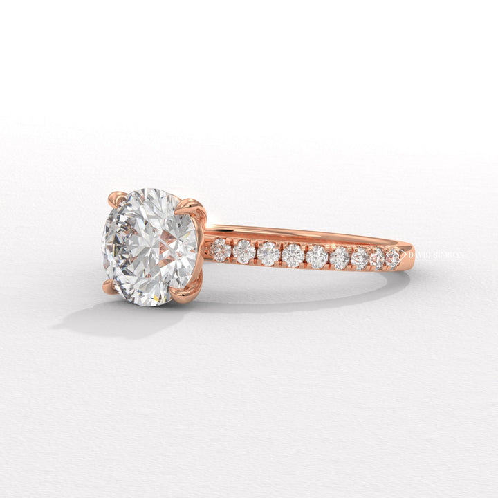 1.50CT-2.50CT Round Moissanite Pave Diamond Engagement Ring