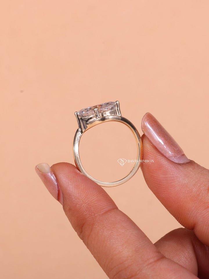 2.0CT-3.0CT Marquise Cut Moissanite Diamond East West Wave Engagement Ring