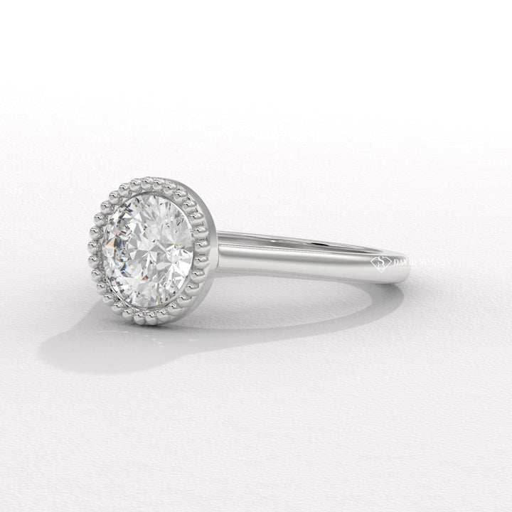 2.0CT-4.0CT Bezel Set Round Moissanite Diamond Vintage Engagement Ring