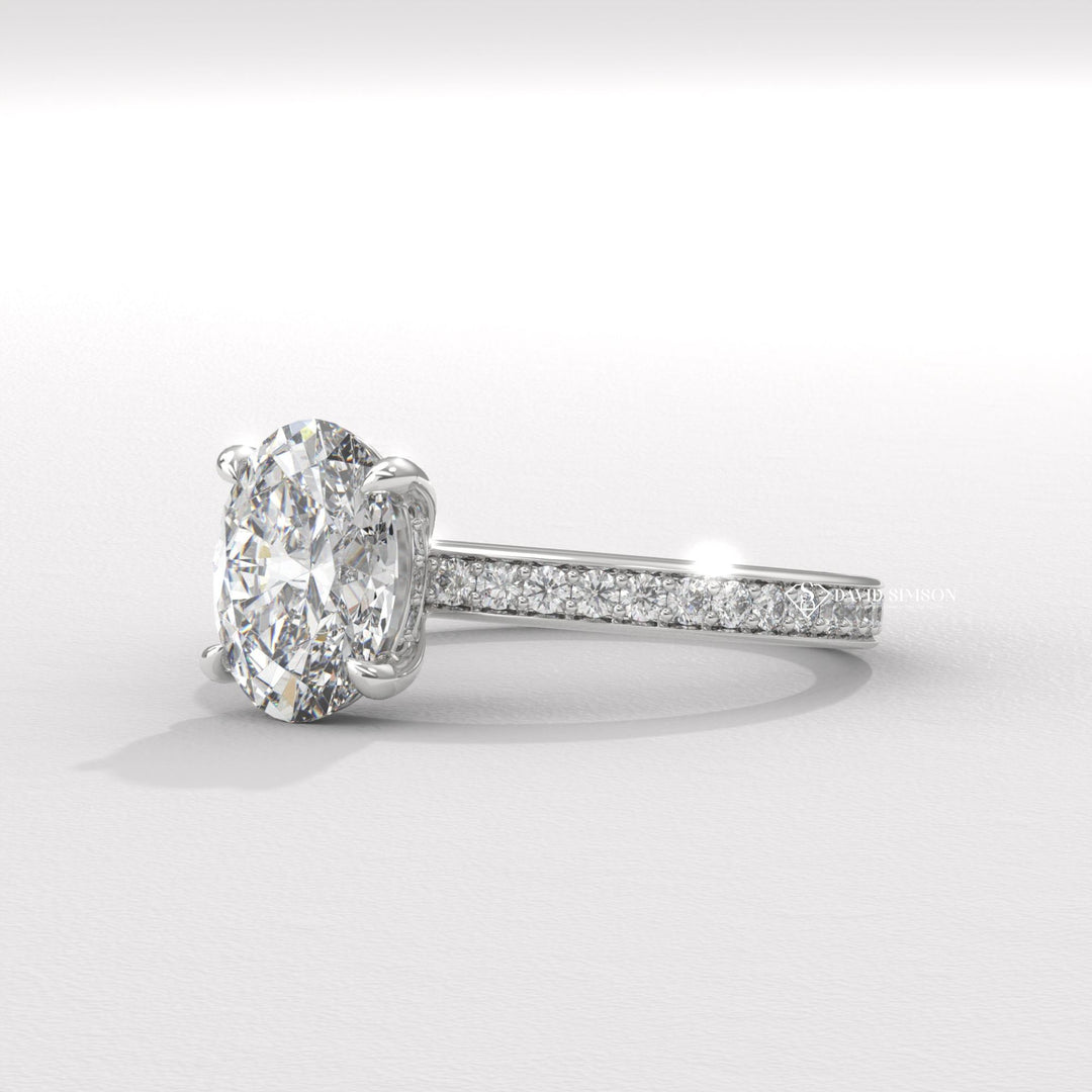 2.50CT-3.50CT Oval Moissanite Diamond Channel Set Pave Engagement Ring