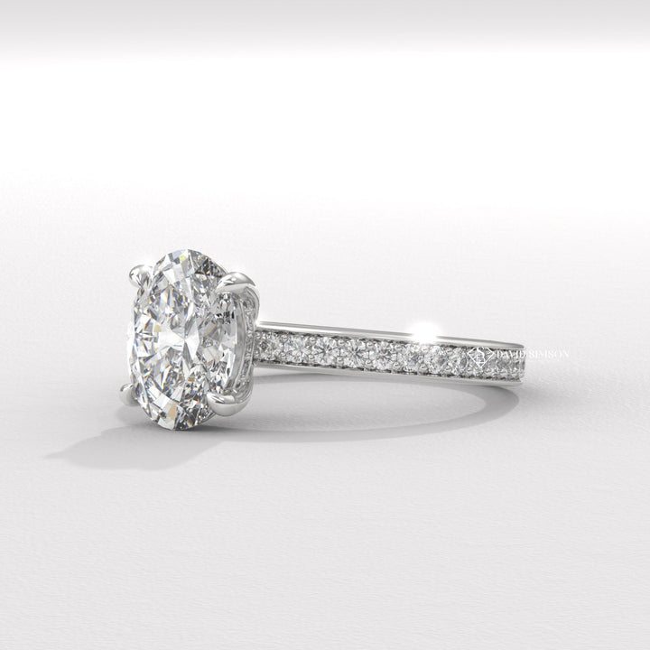 2.50CT-3.50CT Oval Moissanite Diamond Channel Set Pave Engagement Ring