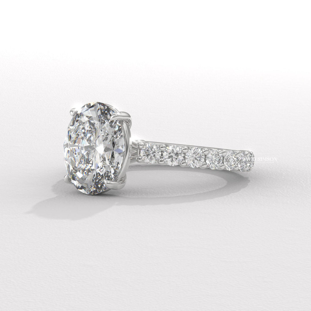 1.50CT-2.50CT Oval Moissanite Diamond Pave Engagement Ring