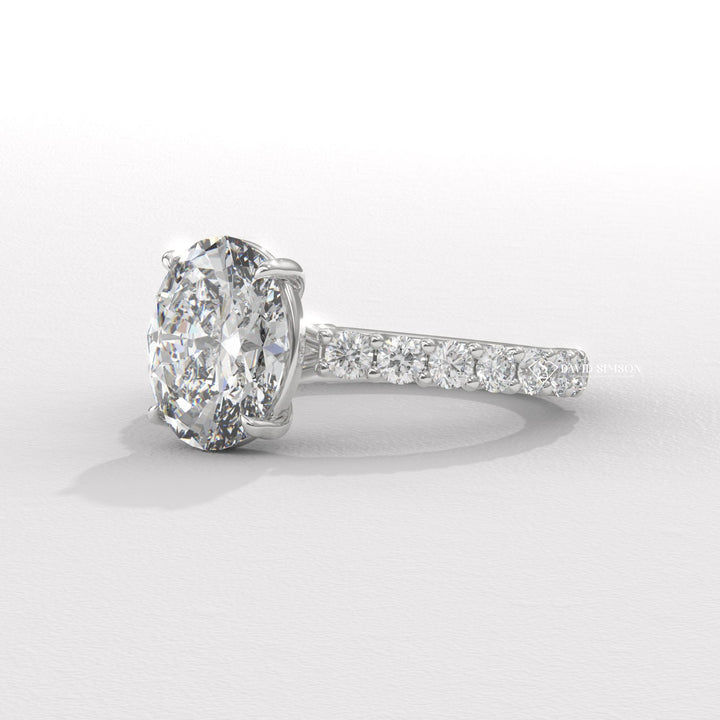 1.50CT-2.50CT Oval Moissanite Diamond Pave Engagement Ring
