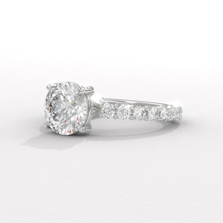 1.50CT-2.50CT Round Moissanite Diamond Pave Engagement Ring