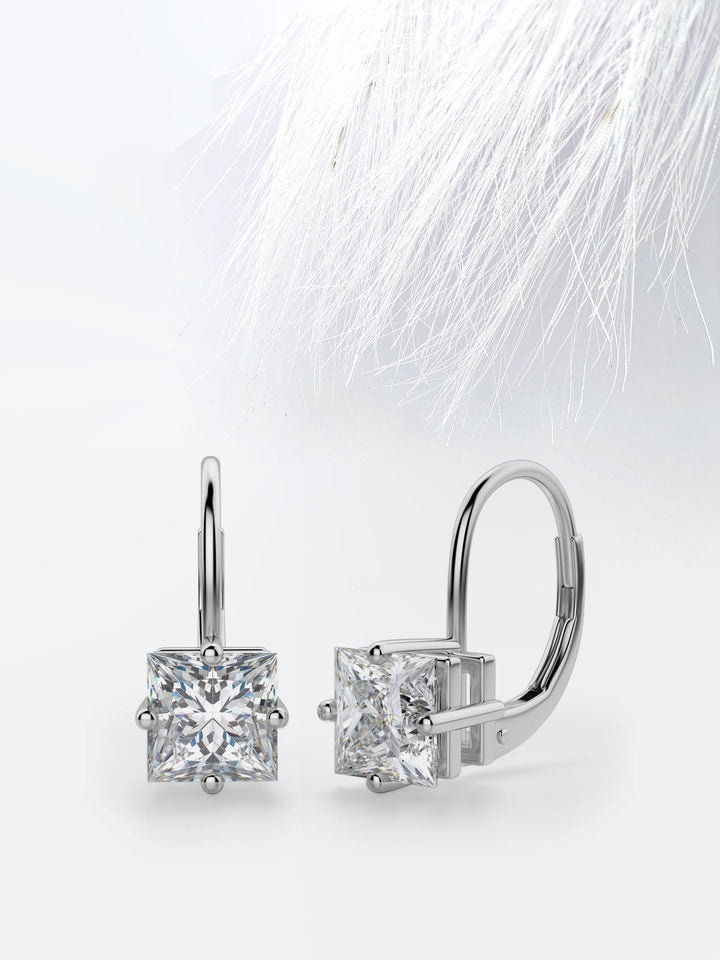 Princess Cut Moissanite Renee Diamond Earrings for Women