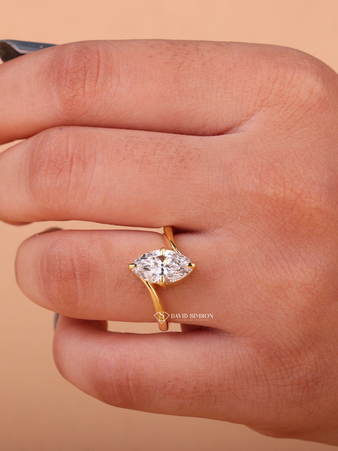 2.0CT-3.0CT Marquise Cut Moissanite Diamond Bypass Engagement Ring