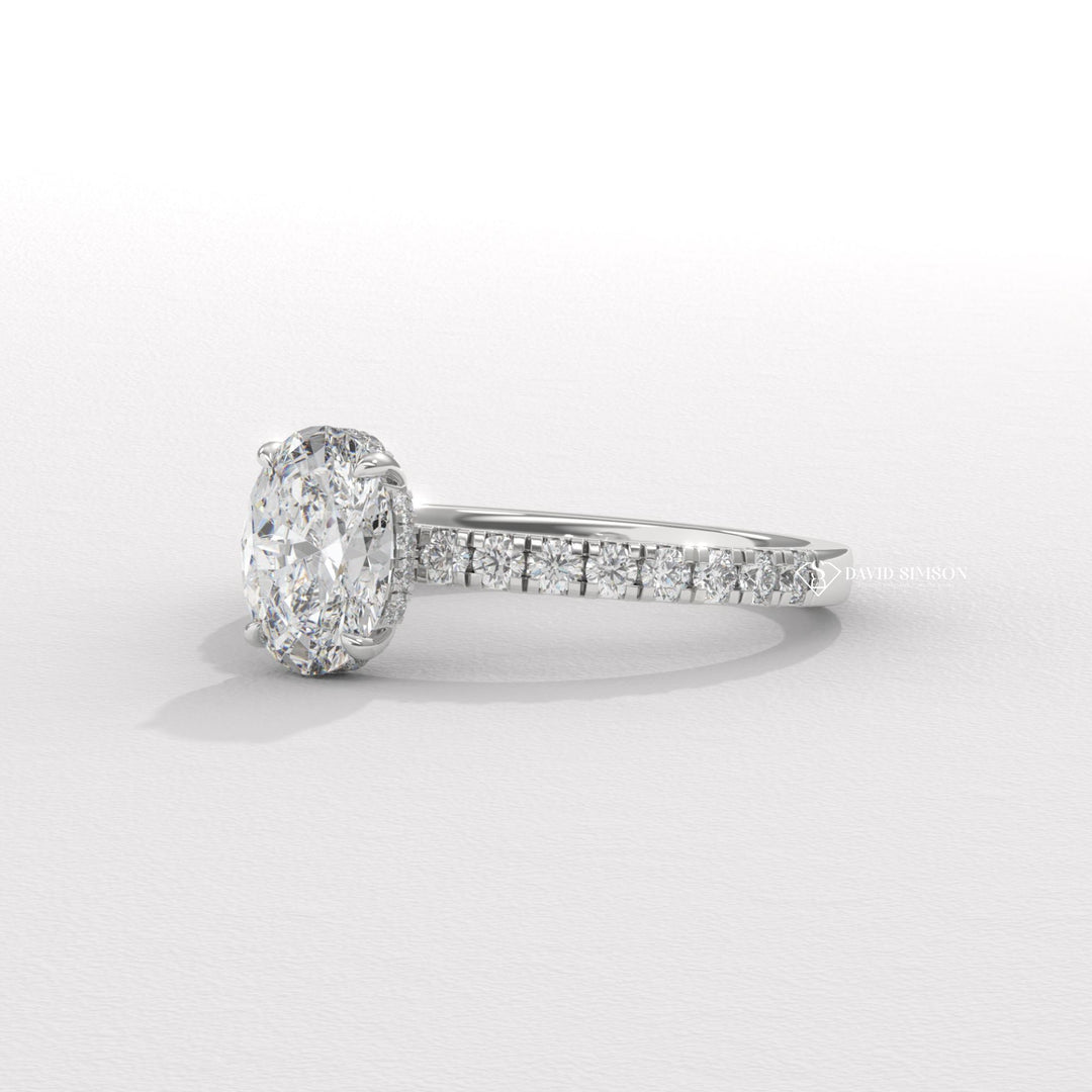2.0CT-3.0CT Oval Moissanite Diamond Hidden Halo Engagement Ring