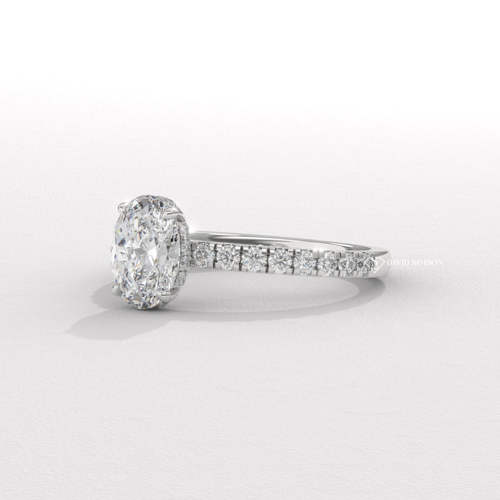 2.0CT-3.0CT Oval Moissanite Diamond Hidden Halo Engagement Ring