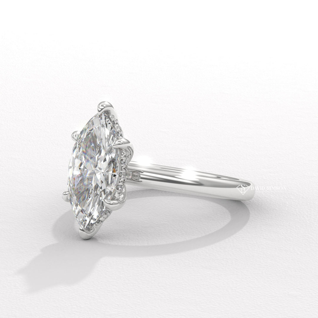 1.50CT-2.50CT Marquise Moissanite Hidden Halo Diomond Engagement Ring