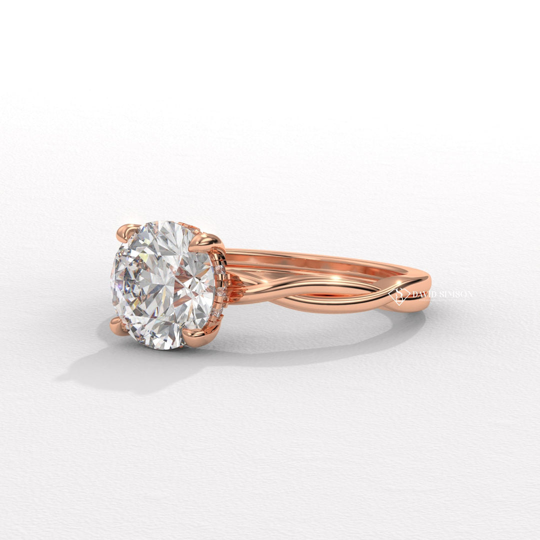 2.50CT-3.50CT Round Moissanite Diamond Twisted Engagement Ring