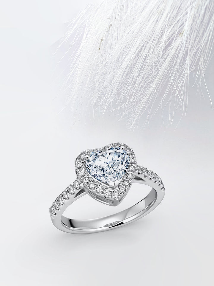 0.23CT Heart Shape Halo Moissanite Diamond Engagement Ring