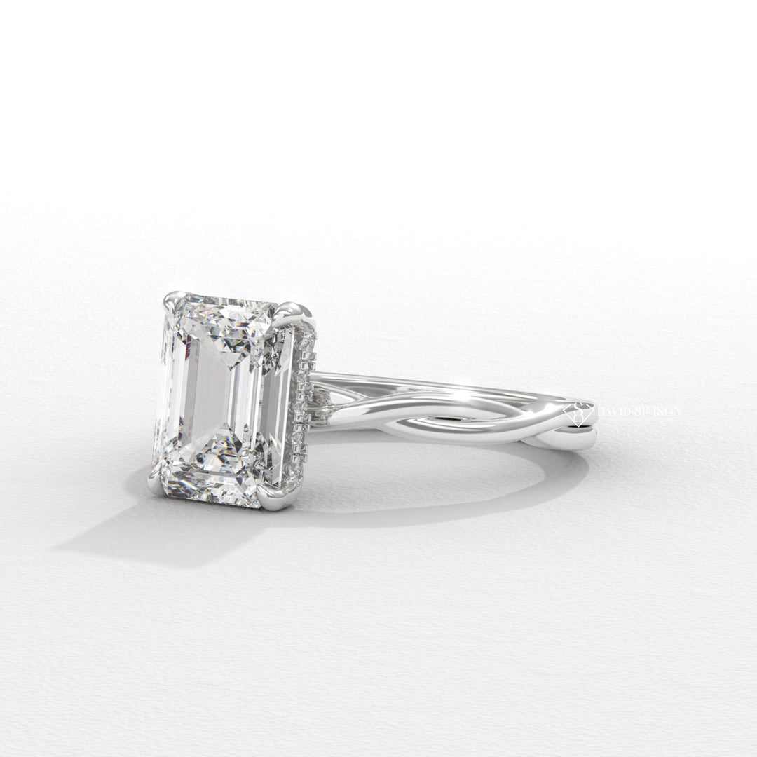 1.50CT-2.50CT Emerald Moissanite Diamond Infinity Solitaire Engagement Ring