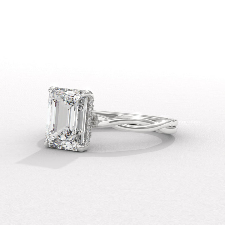 1.50CT-2.50CT Emerald Moissanite Diamond Infinity Solitaire Engagement Ring