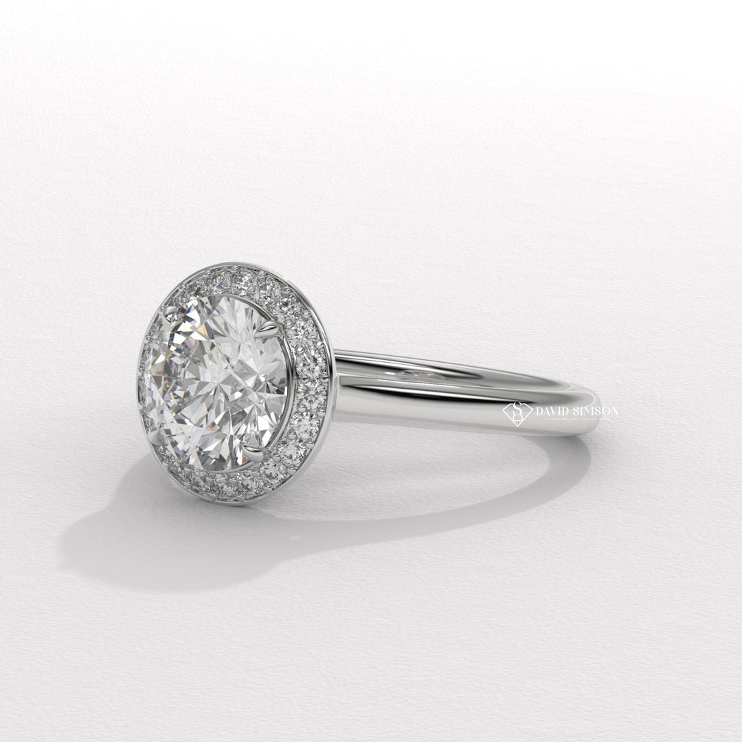 1.0CT-2.0CT Round Cut Moissanite Channel Halo Diamond Solitaire Engagement Ring