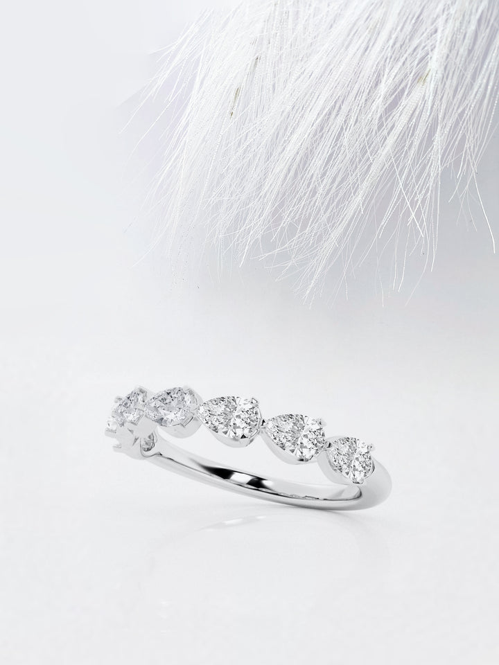 Pear F-VS2 Lab Grown Diamond Floating Half Eternity Wedding Band