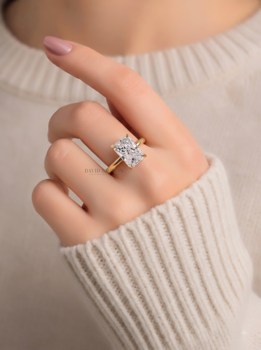 2.0CT-3.0CT Radiant Lab Grown Diamond Solitaire Engagement Ring