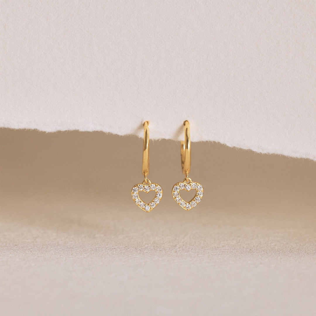 Heart Shape Hoop Diamond Earrings for Women