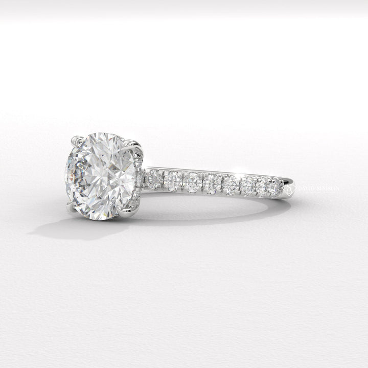 1.0CT-3.0CT Round Moissanite Diamond Hidden Halo Engagement Ring