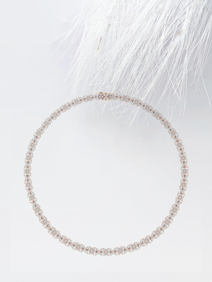 Marquise Cut Floral Diamond Lab Grown Tennis Necklace