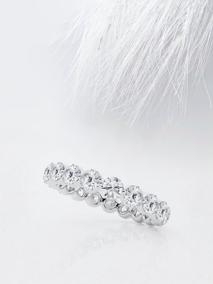 Round F-VS2 Lab Grown Diamond Floating Eternity Wedding Band