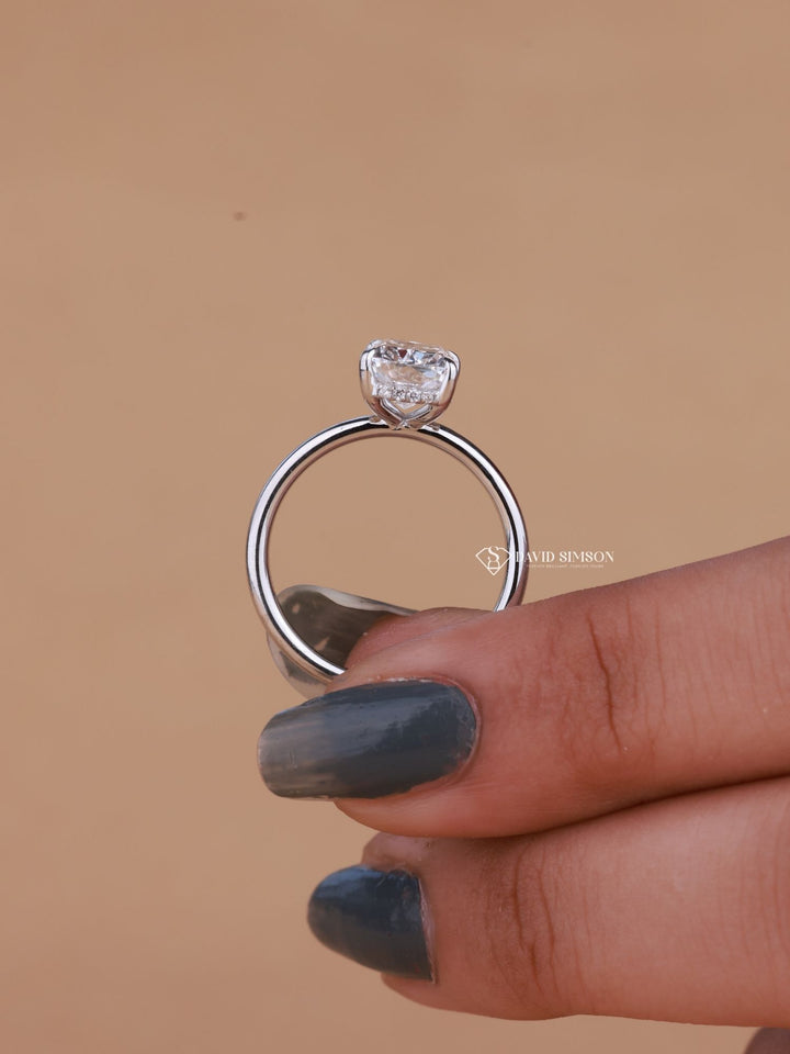 3.0CT-4.0CT Elongated Cushion Cut Moissanite Diamond Hidden Halo Engagement Ring