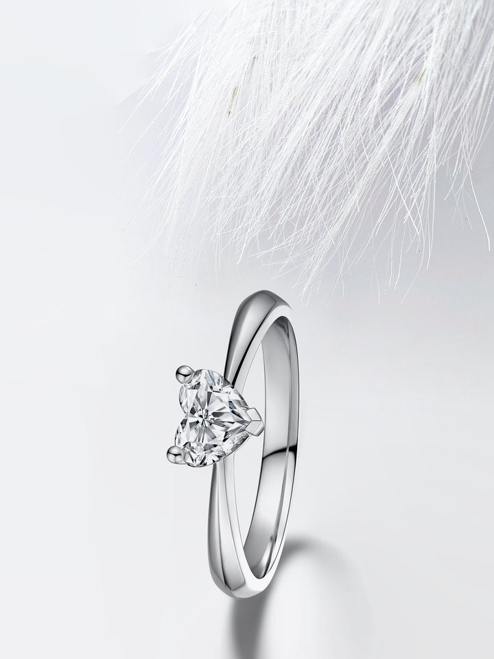 0.25CT Heart Cut Solitaire Moissanite Diamond Engagement Ring